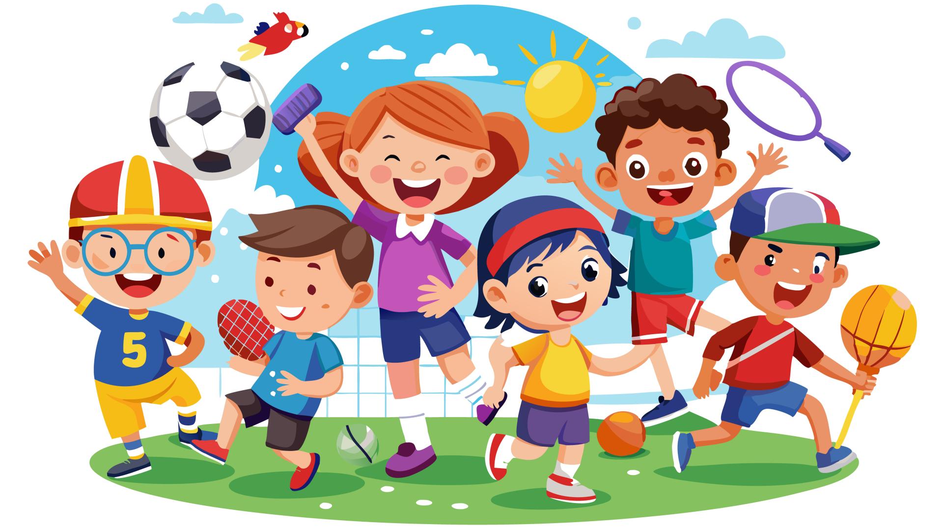 Children having fun playing sports