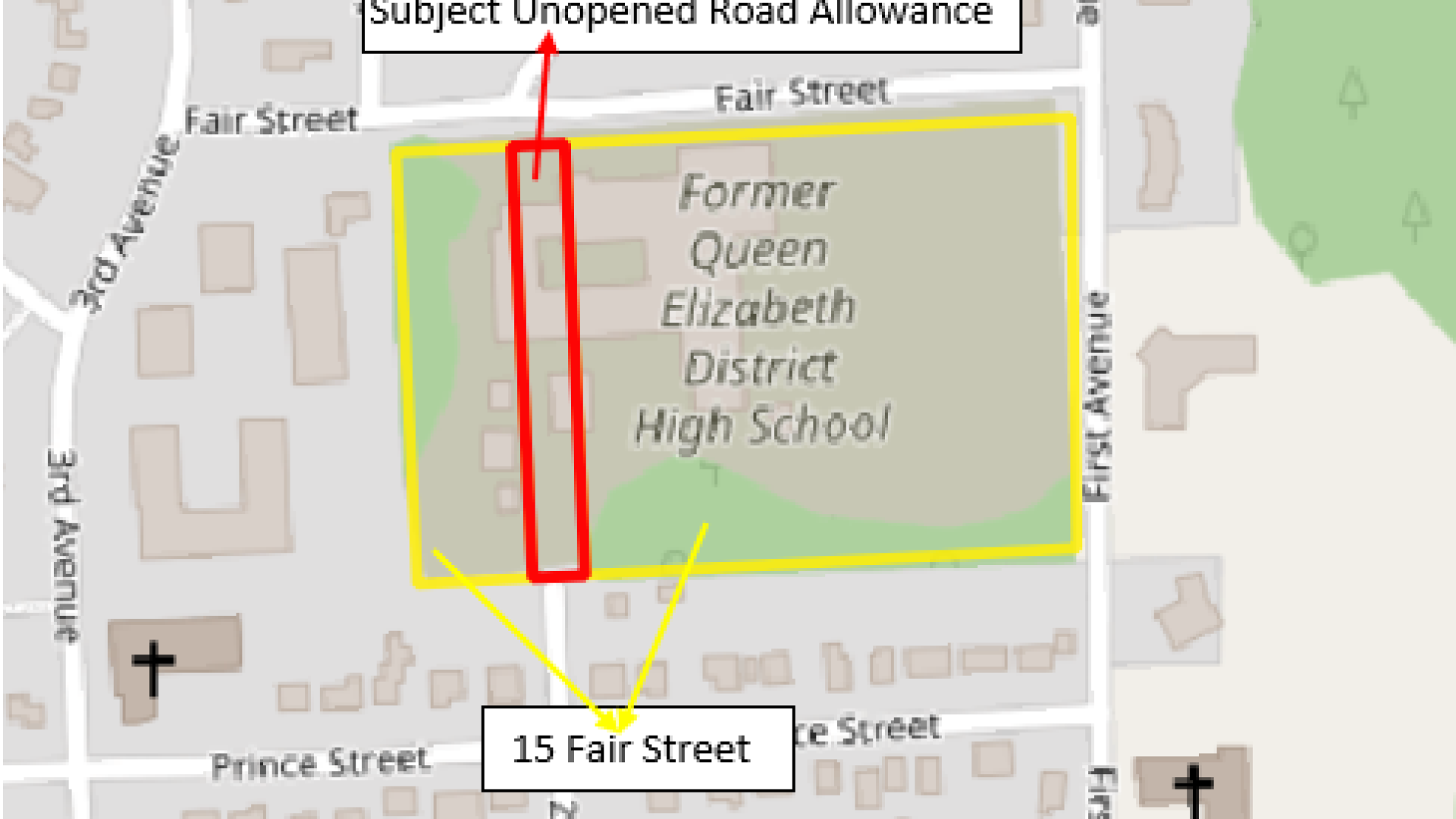 proposed area of road closing and sale