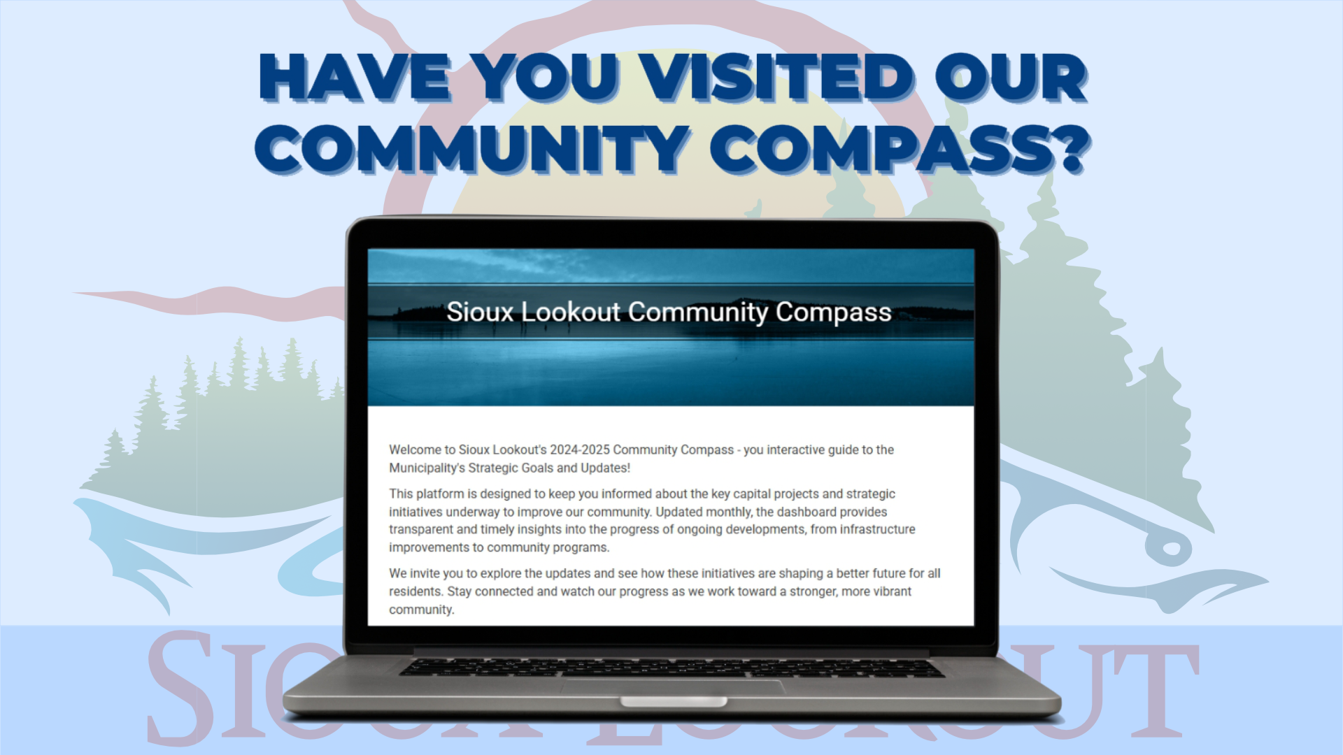 A laptop computer displaying the Community Compass website