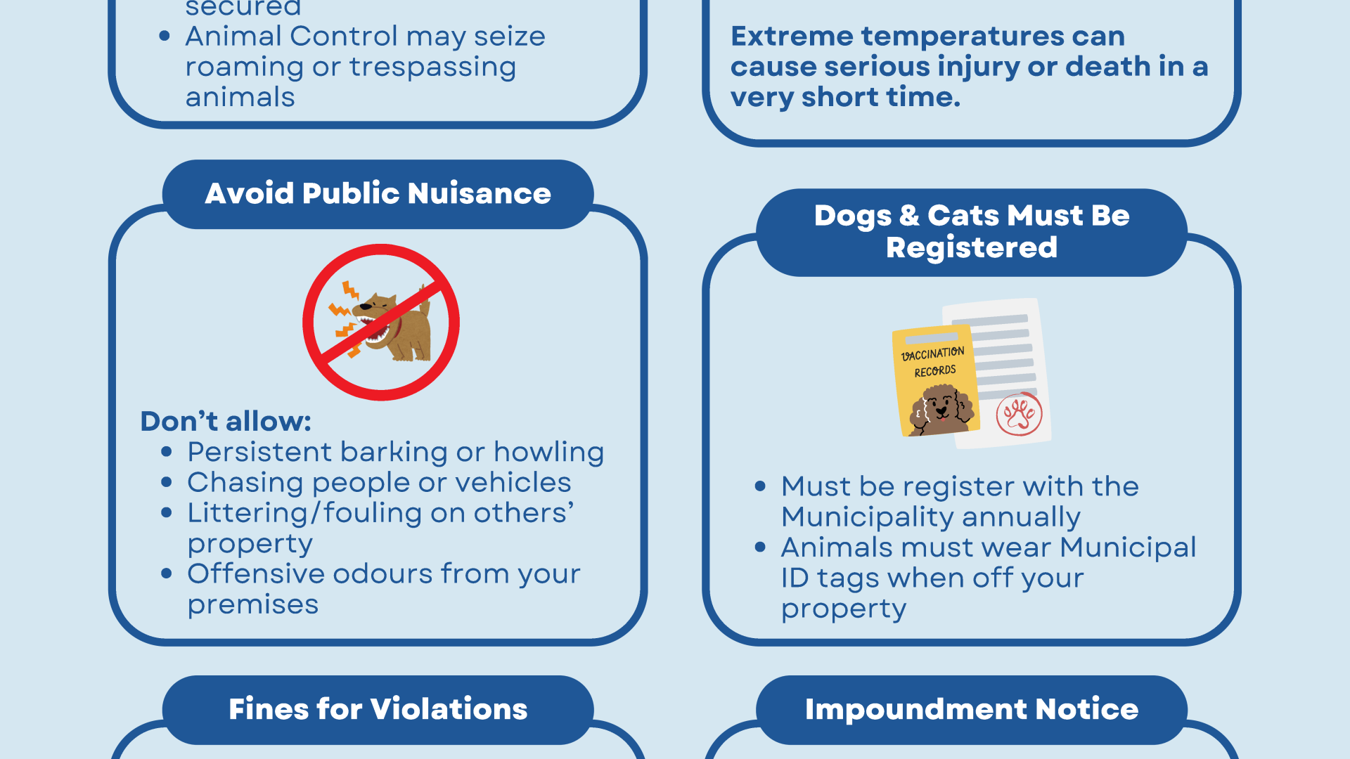 Infographic with information about Sioux Lookout's animal control by-law