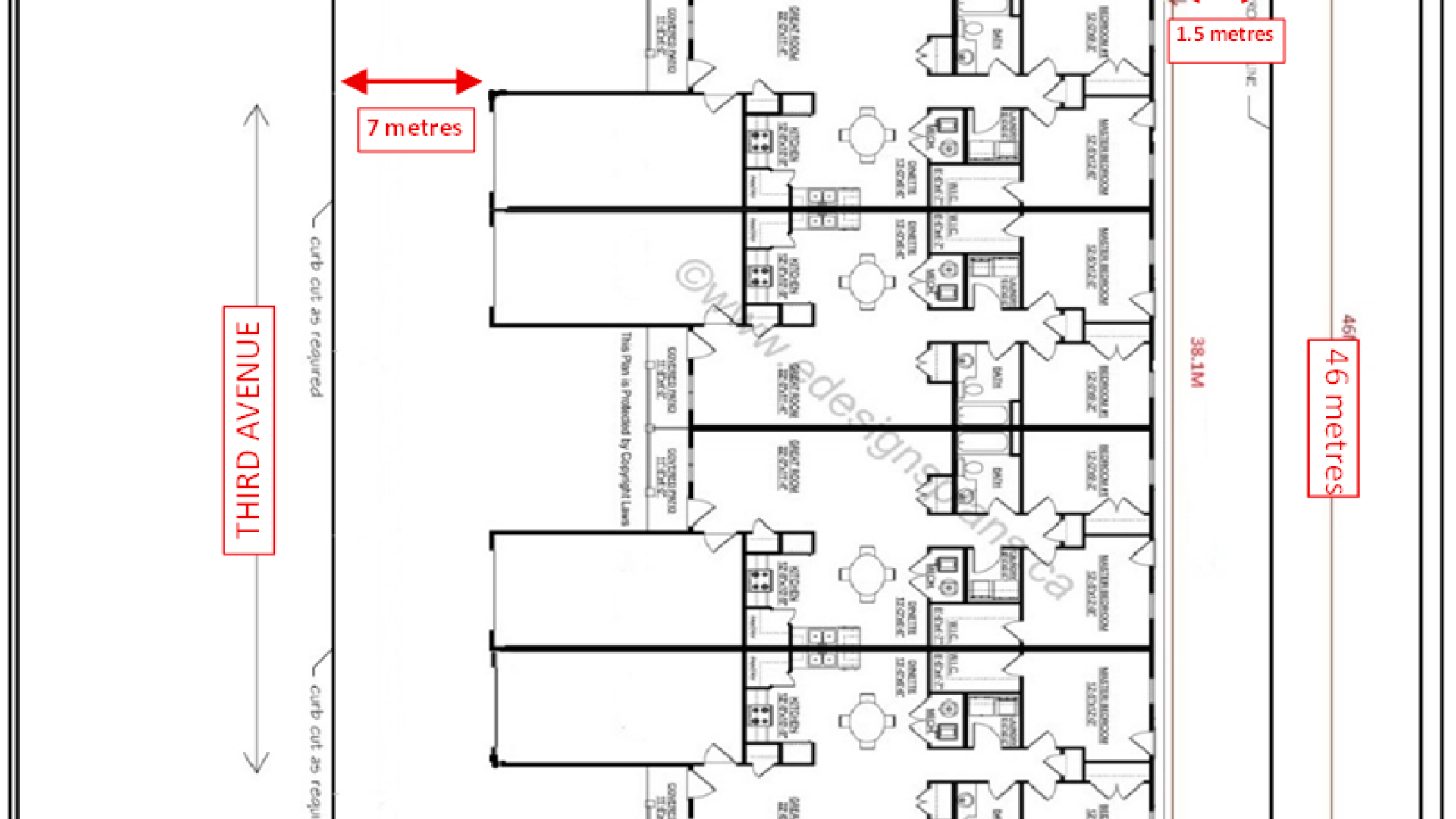 Diagram showing proposed townhouse floorplan for 38 Robert Street