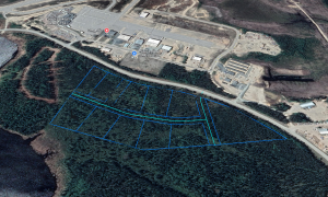 Development outline of Bigwood property on aerial view of property