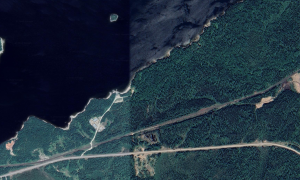 Aerial view of the property on Highway 664 and Lost Lake