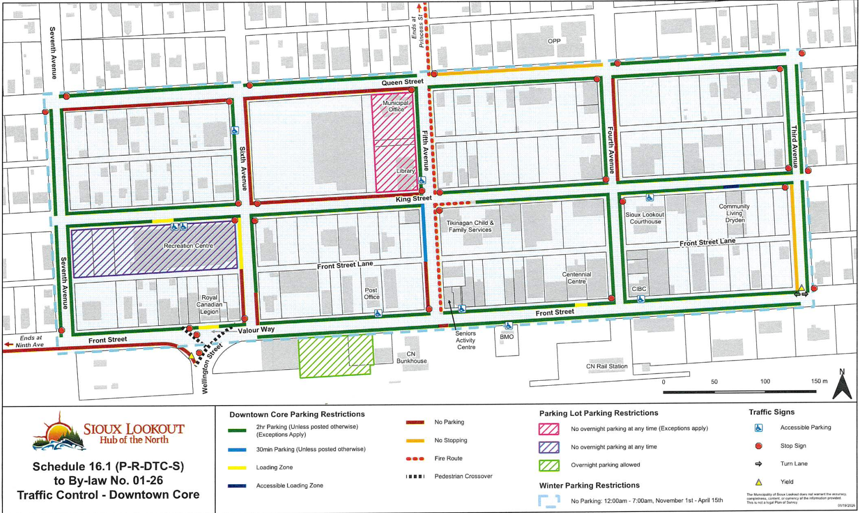 A map showing the areas of the downtown core defined by By-law 01-26