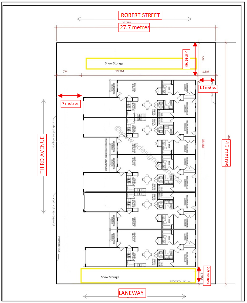 Diagram showing proposed townhouse floorplan for 38 Robert Street