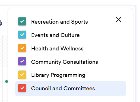 Image of calendar options showing list of calendars with checkboxes