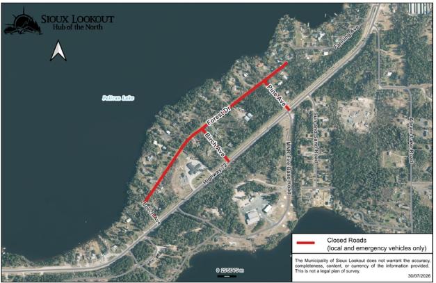 Road closure notice for Birch Avenue, Beech Avenue, Pine Avenue and Forest Drive